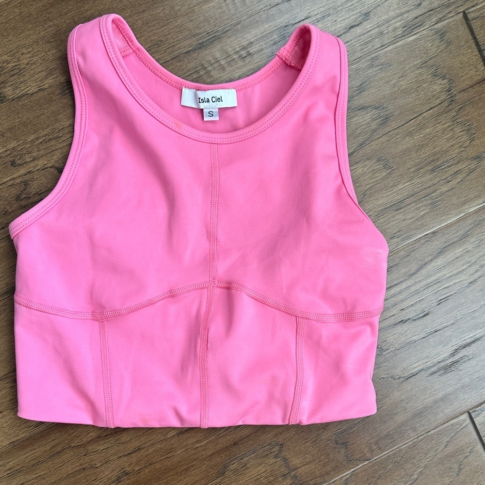 NWOT Isla Ciel SZ XS  Pink Athletic crop Top with open back